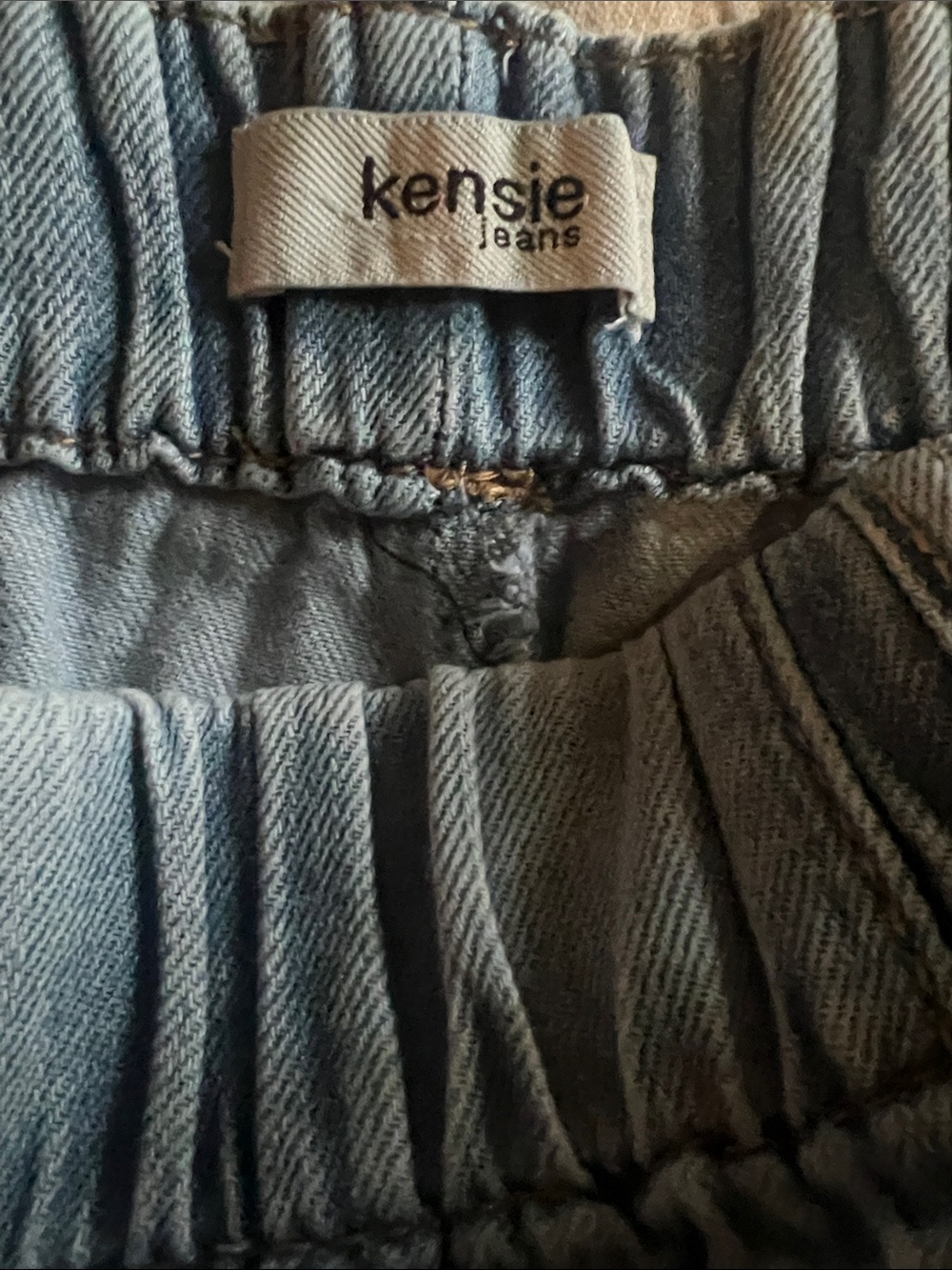 Kensie Elastic Waist Light Blue Wide Leg Jeans